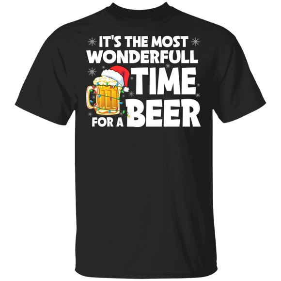 Christmas Beer Lover Shirt It's The Most Wonderful Time For A Beer Funny Christmas Beer Drinking Lover Gifts Christmas T-Shirt - Macnystore