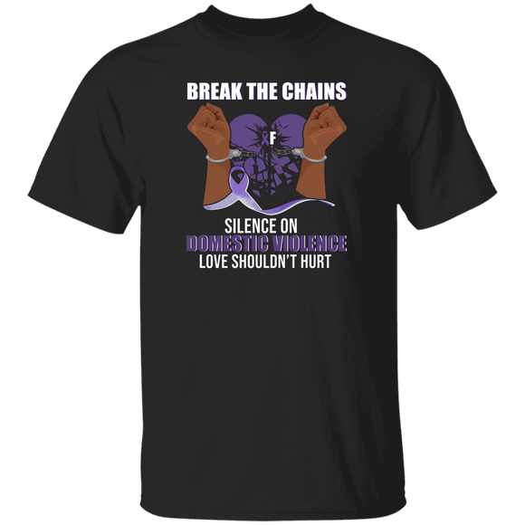 Domestic Violence Awareness Shirt Break The Chain Of Silence On Domestic Violence Awareness Purple Ribbon Lover Gifts T-Shirt - Macnystore