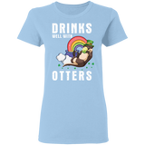 Drinks Well With Otters St Patrick's Day Drinking Gifts Ladies T-Shirt - Macnystore