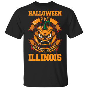 Halloween 1978 Haddonfield Illinois Scary Pumpkin Halloween Movie Lover Gifts T-Shirt - Macnystore