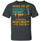 Vintage Square Wake Me Up When Hockey Is Back Funny Hockey Shirt Matching Hockey Player Lover Gifts T-Shirt - Macnystore