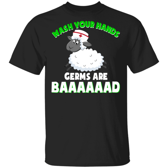 Wash Your Hand Germs Are Baaaad Cute Sheep Wearing Nurse Hat Shirt Matching Sheep Lover Nurse Doctor Gifts T-Shirt - Macnystore