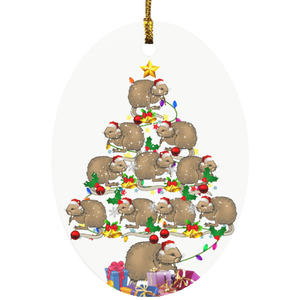 Decorative Hanging Ornaments Muskrat Christmas Tree Funny Christmas Tree Light Santa Muskrat Lover Gifts SUBORNO Oval Ornament - Macnystore