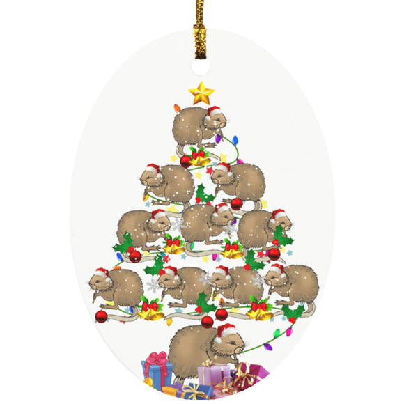 Decorative Hanging Ornaments Muskrat Christmas Tree Funny Christmas Tree Light Santa Muskrat Lover Gifts SUBORNO Oval Ornament - Macnystore