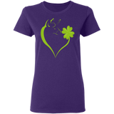 Dabbing Shamrock Unicorn Heart St Patrick's Day Irish Gifts Ladies T-Shirt - Macnystore