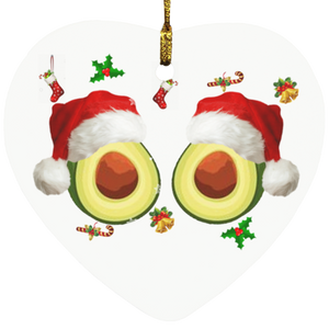 Christmast Ornament Christmas Avocado Lover Merry Christmas Avocado Fruit Santa Boobs Sweater Decorative Hanging Ornaments SUBORNH Heart Ornament - Macnystore