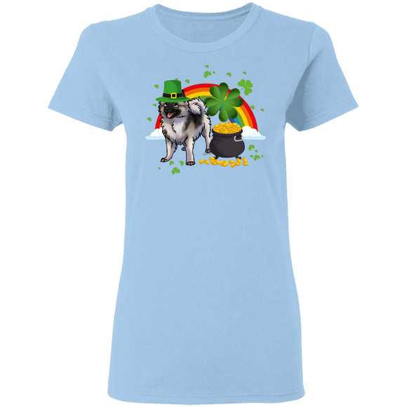 Leprechaun Keeshond Dog Lover St Patrick's Day Gifts Ladies T-Shirt - Macnystore