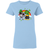 Leprechaun Keeshond Dog Lover St Patrick's Day Gifts Ladies T-Shirt - Macnystore