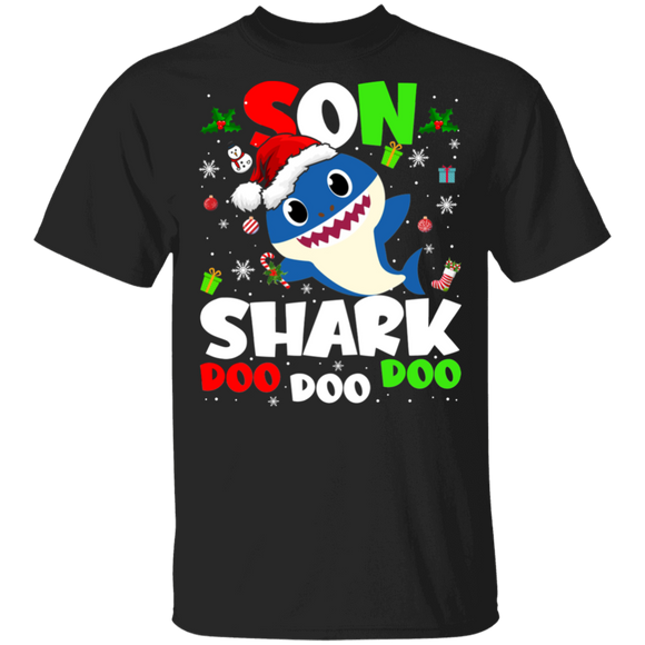 Christmas Shark Lover Shirt Son Shark Doo Doo Doo Funny Christmas Santa Shark Kids Video Baby Matching Family Gifts T-Shirt - Macnystore