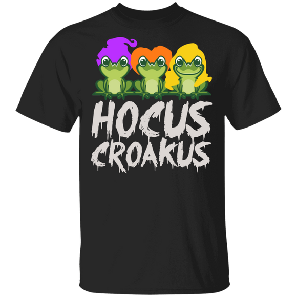 Halloween Witch Shirt Hocus Croakus Funny Frog Witch Lover Halloween Gifts Halloween T-Shirt - Macnystore