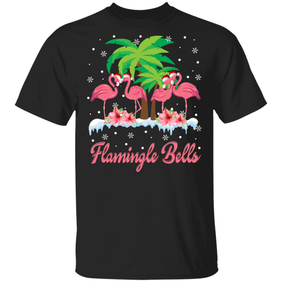 Christmas Flamingo Shirt Flamingle Bells Cute Christmas Santa Flamingo Tropical Hawaii Lover Gifts T-Shirt - Macnystore
