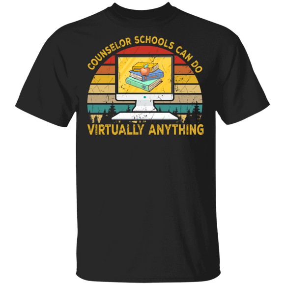 Vintage Retro School Counselor Can Do Virtually Anything Distant Learning Gifts T-Shirt - Macnystore