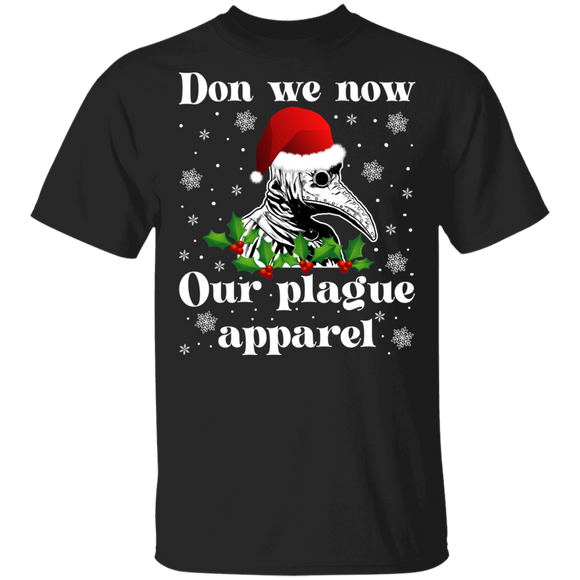 Christmas Plague Doctor Shirt Don We Now Our Plague Apparel Funny Christmas Santa Plague Doctor Face Covering Gifts T-Shirt - Macnystore