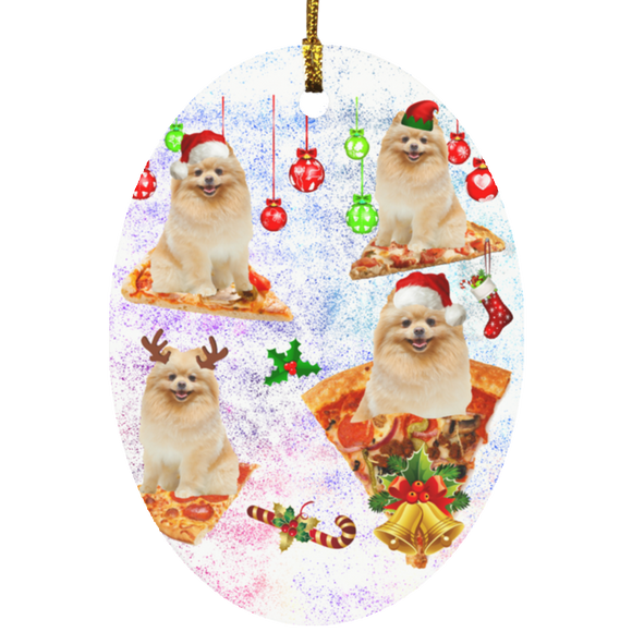 Christmast Ornament Santa Reindeer Elf Pomeranian Riding Pizza Galaxy Funny Christmas Pajama Dog Pizza Space Lover Gifts Decorative Hanging Ornaments Ornament Xmas - Macnystore