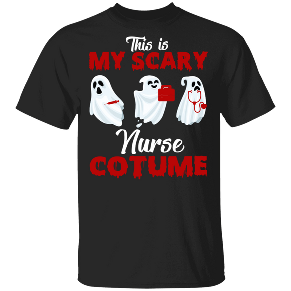 Horror This Is My Scary Nurse Costume Halloween Ghost T-Shirt - Macnystore
