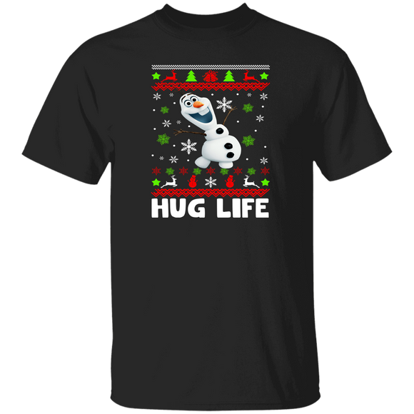 Christmas Movie Lover Shirt Hug Life Funny Ugly Christmas Sweater Snowman Cartoon Movie Character Lover Gifts Christmas T-Shirt - Macnystore