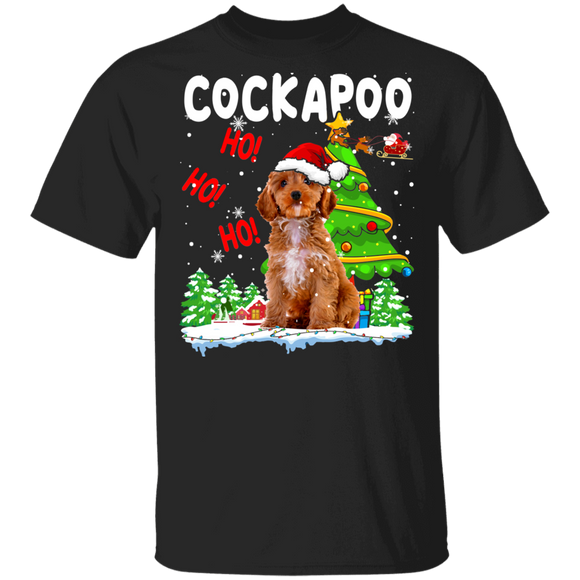 Christmas Dog Shirt Cockapoo Ho-Ho-Ho Funny Christmas Santa Cockapoo Dog Lover Gifts T-Shirt - Macnystore