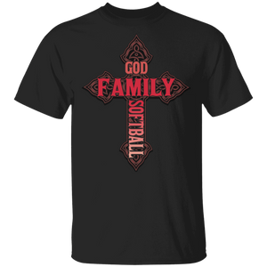 God Family Softball Cool Christ Cross Matching Softball Player Lover Fans Gifts T-Shirt - Macnystore
