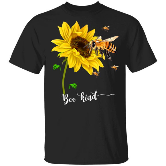 Bee Kind Cute Bees On Sunflower Shirt Be Kind Shirt Matching Kids Men Women Gifts T-Shirt - Macnystore