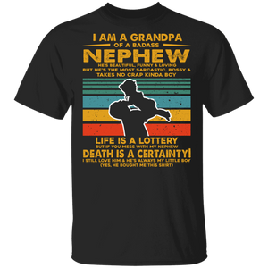 Vintage Retro I Am A Grandpa Of A Badass Nephew Cool Grandpa And Nephew Shirt Matching Grandpa Father's Day Gifts T-Shirt - Macnystore
