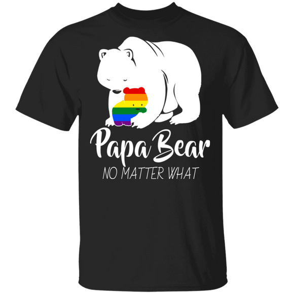Papa Bear No Matter What Cool Pride LGBT Bear Matching Family Proud LGBT Gay Lesbian Gifts T-Shirt - Macnystore