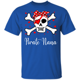 Pirate Nana Funny Skull Crossbones Pirate Women Family Couple Valentine Gifts T-Shirt - Macnystore
