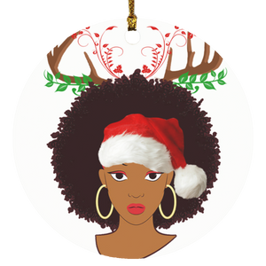Black Christmas Queen Cool Santa Christmas Black Girl Proud Black Afro African American Ladies Matching Family Ornament Xmas - Macnystore