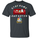 Stay Home And Watch NBC Sports Funny Shrimp Turkey Penguin Sit On Sofa Shirt Matching NBC TV Show Lover Fans Gifts T-Shirt - Macnystore