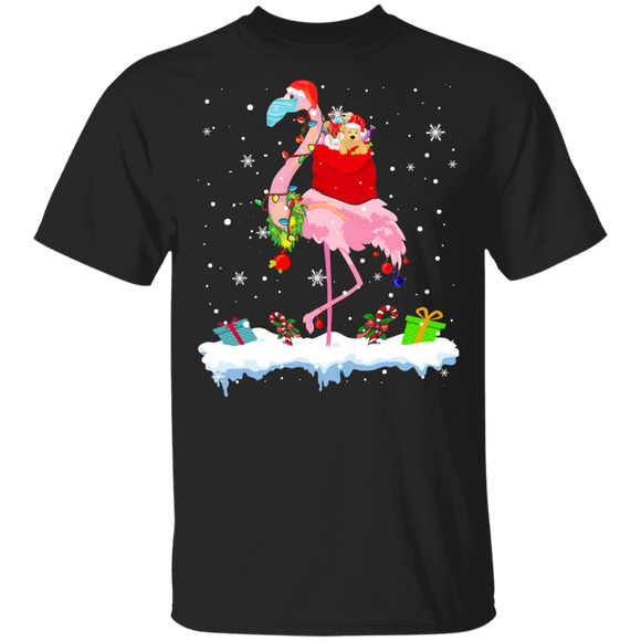 Christmas Santa Shirt Flamingo Face Covering Funny Christmas Santa Flamingo Lover Gifts T-Shirt - Macnystore