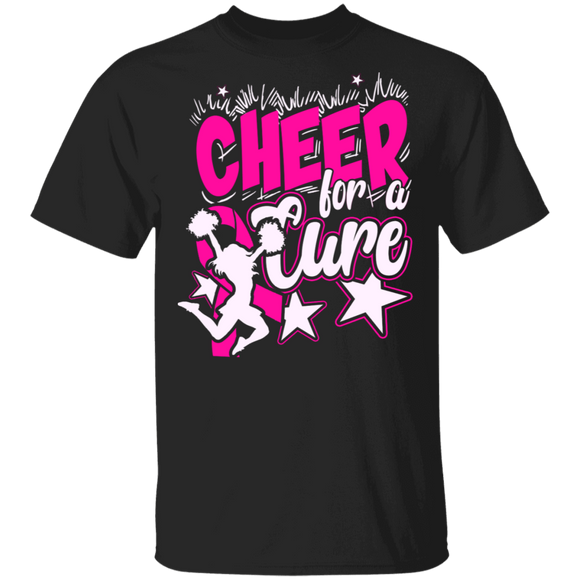 Breast Cancer Awareness Shirt Cheer For A Cure Cool Breast Cancer Awareness Pink Ribbon Cheerleader Gifts Breast Cancer T-Shirt - Macnystore