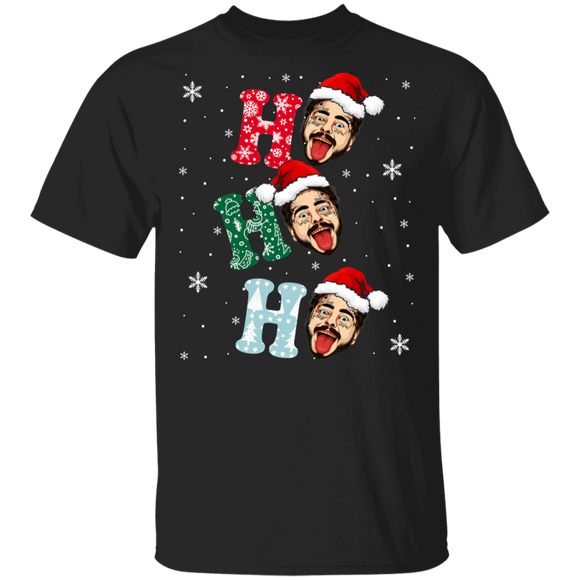 Christmas Santa Shirt Ho Ho Ho Funny Christmas Santa Post Malone Lover X-mas Gifts T-Shirt - Macnystore