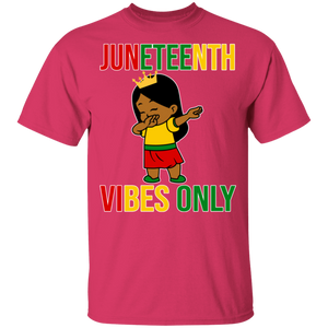 Pink Juneteenth Vibes Only Cool Dabbing African Girls Kids Melanin Proud Youth T-Shirt - Macnystore