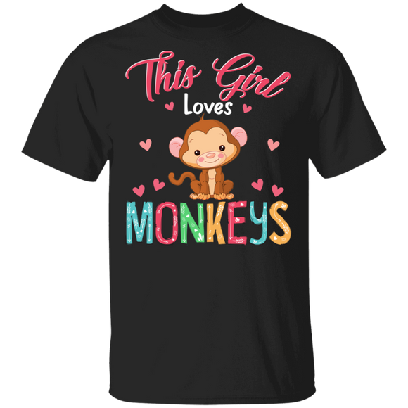 This Girl Loves Monkeys Cute Monkey Jungle Safari Animal T-Shirt - Macnystore
