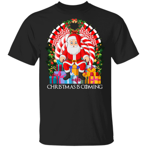 Christmas Santa Shirt Christmas Is Coming Cute Halloween Santa Candies Lover Gifts Christmas T-Shirt - Macnystore