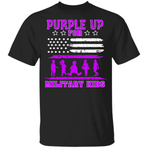 Purple Up For Military Kids Cool America Flag Funny Military Child Month April Children Men Women Gifts Youth T-Shirt - Macnystore