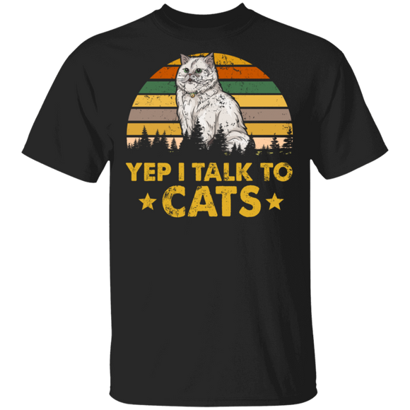 Vintage Retro Yep I Talk to Cats Cat Lovers T-Shirt - Macnystore