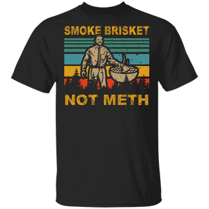 Vintage Retro Smoke Brisket Not Meth Funny BBQ Grilling Master Barbeque Gifts T-Shirt - Macnystore