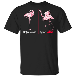 Flamingo Before Wine Dabbing Flamingo After Wine Funny Drunker Drinking Wine Lover Gifts T-Shirt - Macnystore