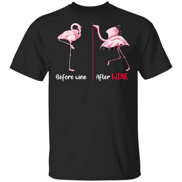 Flamingo Before Wine Dabbing Flamingo After Wine Funny Drunker Drinking Wine Lover Gifts T-Shirt - Macnystore