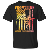 Frontline Licensed Practical Nurses Cute Medical Symbol On American Flag Shirt Matching LP Nurse Doctor Medical Gifts T-Shirt - Macnystore