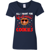 All I Want For Valentine Cookies Ladies V-Neck T-Shirt - Macnystore