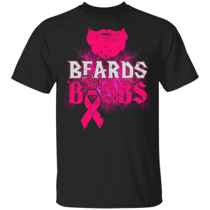 Breast Cancer Awareness Shirt Beards For Boobs Cool Breast Cancer Awareness Beards Lover Gifts Breast Cancer T-Shirt - Macnystore