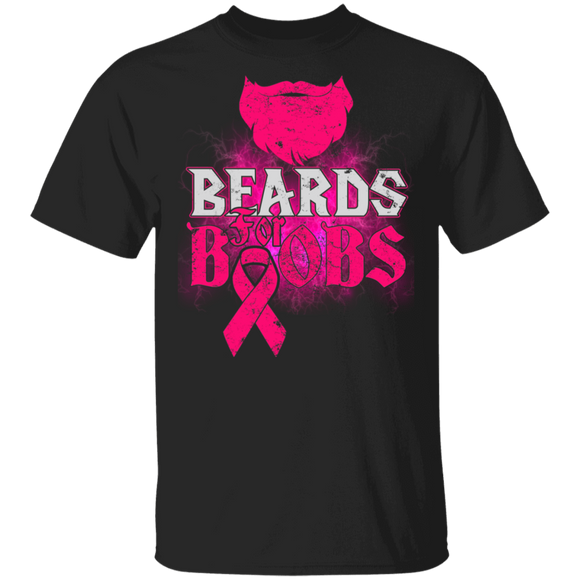 Breast Cancer Awareness Shirt Beards For Boobs Cool Breast Cancer Awareness Beards Lover Gifts Breast Cancer T-Shirt - Macnystore