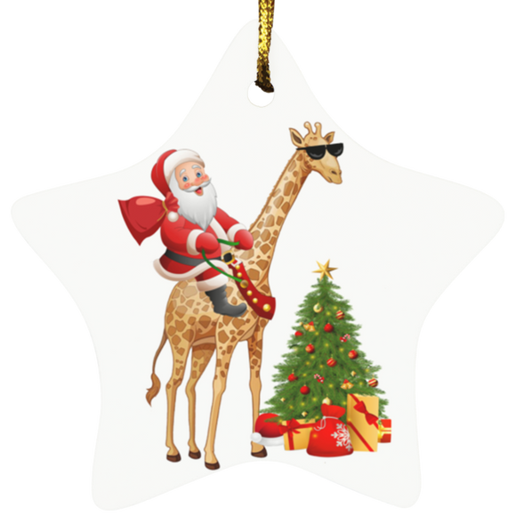 Decorative Hanging Ornaments Christmas Santa Shirt Santa Riding Giraffe Funny Christmas Giraffe Lover Gifts SUBORNS Star Ornament - Macnystore