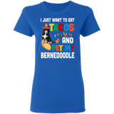 I Just Want To Eat Tacos And Pet My Bernedoodle Mexican Gifts Ladies T-Shirt - Macnystore