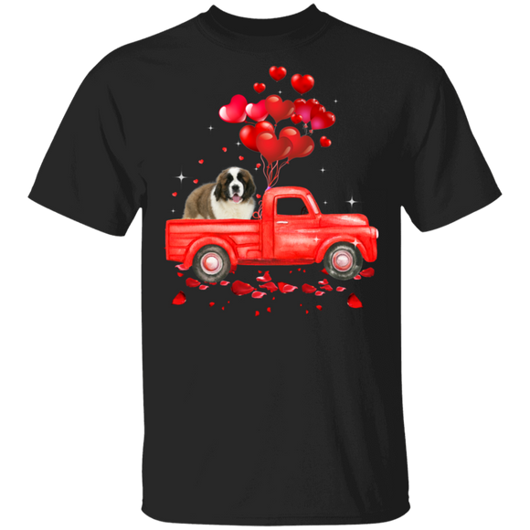 St. Bernard Riding Truck St. Bernard Dog Pet Lover Matching Shirts For Couples Boys Girl Women Personalized Valentine T-Shirt - Macnystore