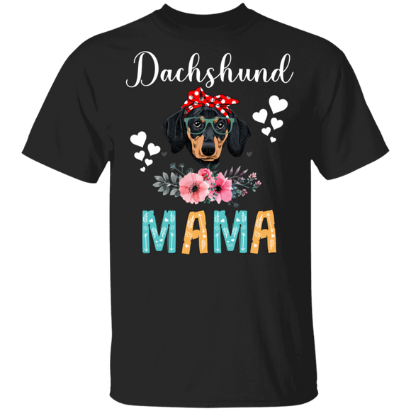 Dachshund Mama Puppy Mom Dog Mama Lover Floral T-Shirt - Macnystore
