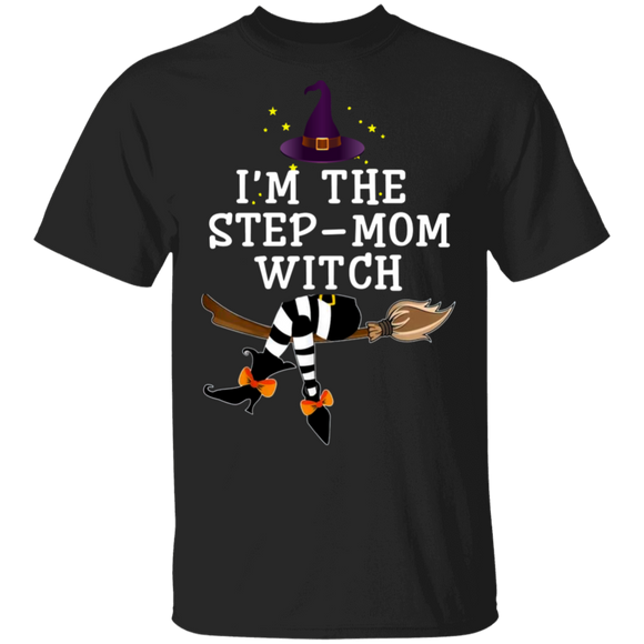 Im The Step-Mom Witch Broom Hat Halloween T-Shirt - Macnystore