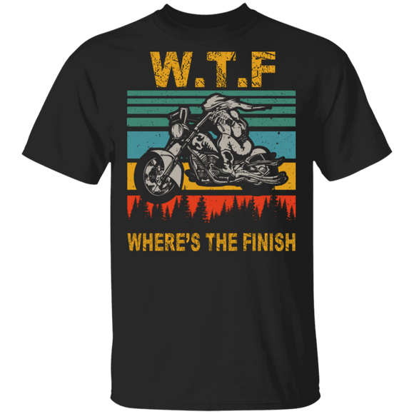 Vintage Retro WTF Where's The Finish Cool Biker Shirt Matching Motorcycle Lover Fans Motorcyclist Biker Gifts T-Shirt - Macnystore