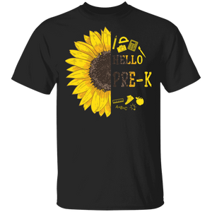 Hello Pre-K Cool Sunflower First Day Of School Back To School Student Teacher Gifts T-Shirt - Macnystore